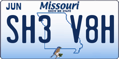MO license plate SH3V8H