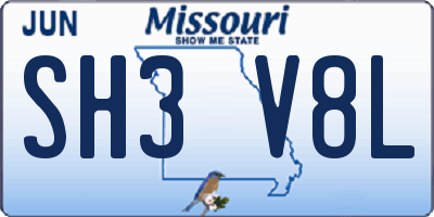 MO license plate SH3V8L