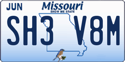 MO license plate SH3V8M