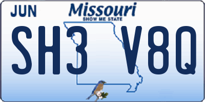 MO license plate SH3V8Q