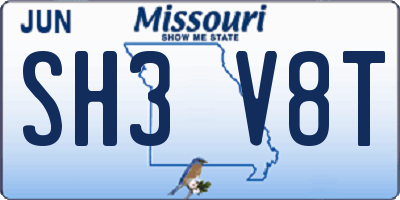 MO license plate SH3V8T