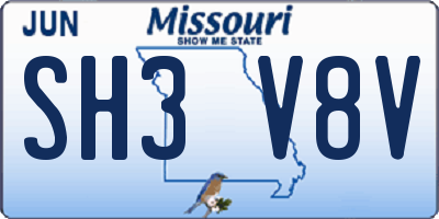 MO license plate SH3V8V