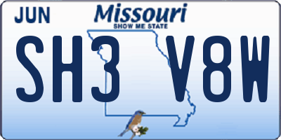 MO license plate SH3V8W