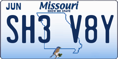 MO license plate SH3V8Y