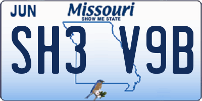 MO license plate SH3V9B