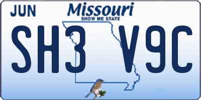 MO license plate SH3V9C