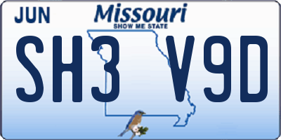 MO license plate SH3V9D