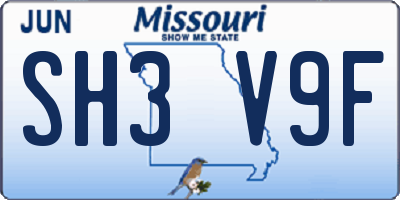 MO license plate SH3V9F