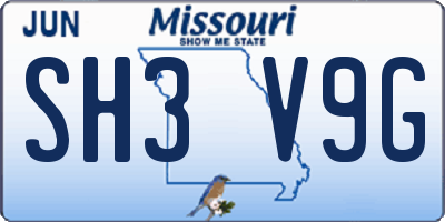 MO license plate SH3V9G