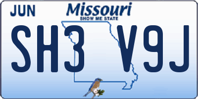MO license plate SH3V9J