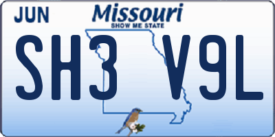 MO license plate SH3V9L