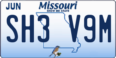 MO license plate SH3V9M