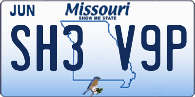 MO license plate SH3V9P