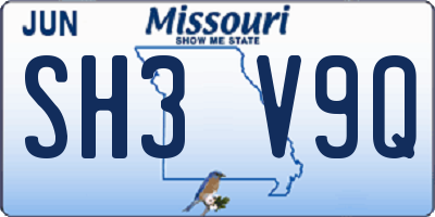 MO license plate SH3V9Q