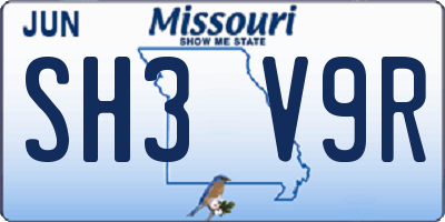 MO license plate SH3V9R