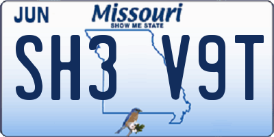 MO license plate SH3V9T