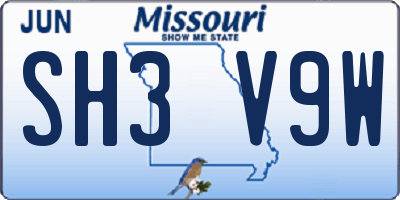 MO license plate SH3V9W