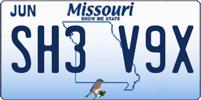 MO license plate SH3V9X
