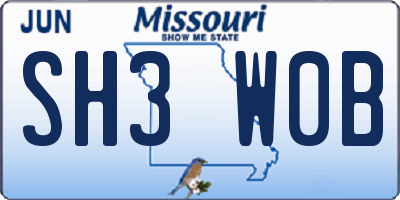MO license plate SH3W0B