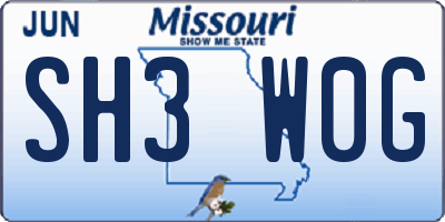 MO license plate SH3W0G