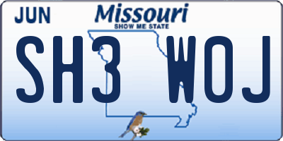 MO license plate SH3W0J