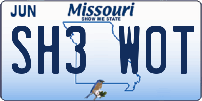 MO license plate SH3W0T