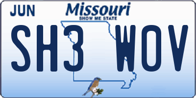 MO license plate SH3W0V