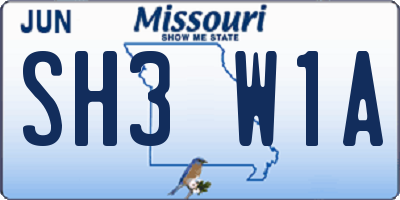 MO license plate SH3W1A