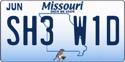 MO license plate SH3W1D