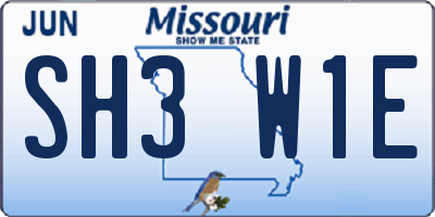 MO license plate SH3W1E
