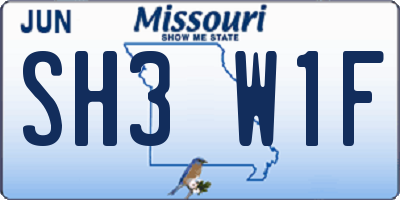 MO license plate SH3W1F