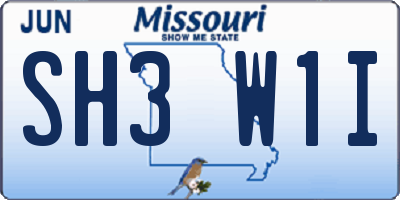 MO license plate SH3W1I