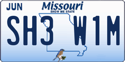 MO license plate SH3W1M