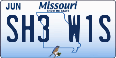 MO license plate SH3W1S