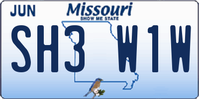 MO license plate SH3W1W