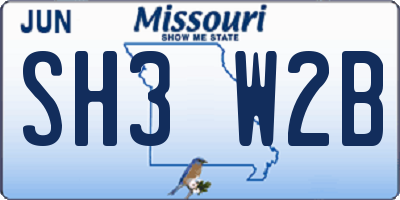 MO license plate SH3W2B