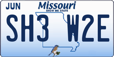 MO license plate SH3W2E