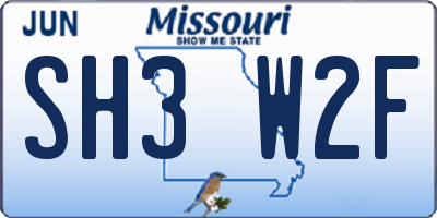 MO license plate SH3W2F