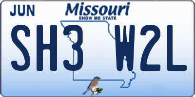 MO license plate SH3W2L