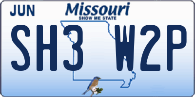 MO license plate SH3W2P