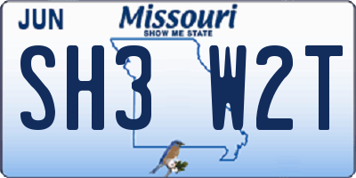 MO license plate SH3W2T