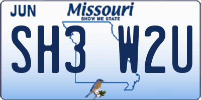MO license plate SH3W2U