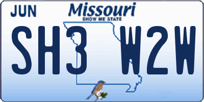 MO license plate SH3W2W