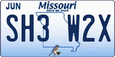 MO license plate SH3W2X