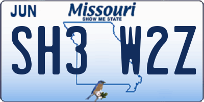 MO license plate SH3W2Z