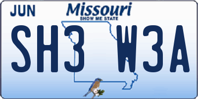MO license plate SH3W3A