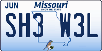 MO license plate SH3W3L