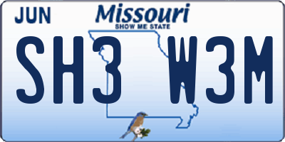 MO license plate SH3W3M