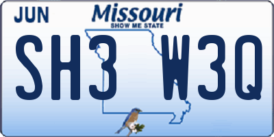 MO license plate SH3W3Q