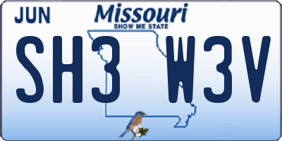 MO license plate SH3W3V